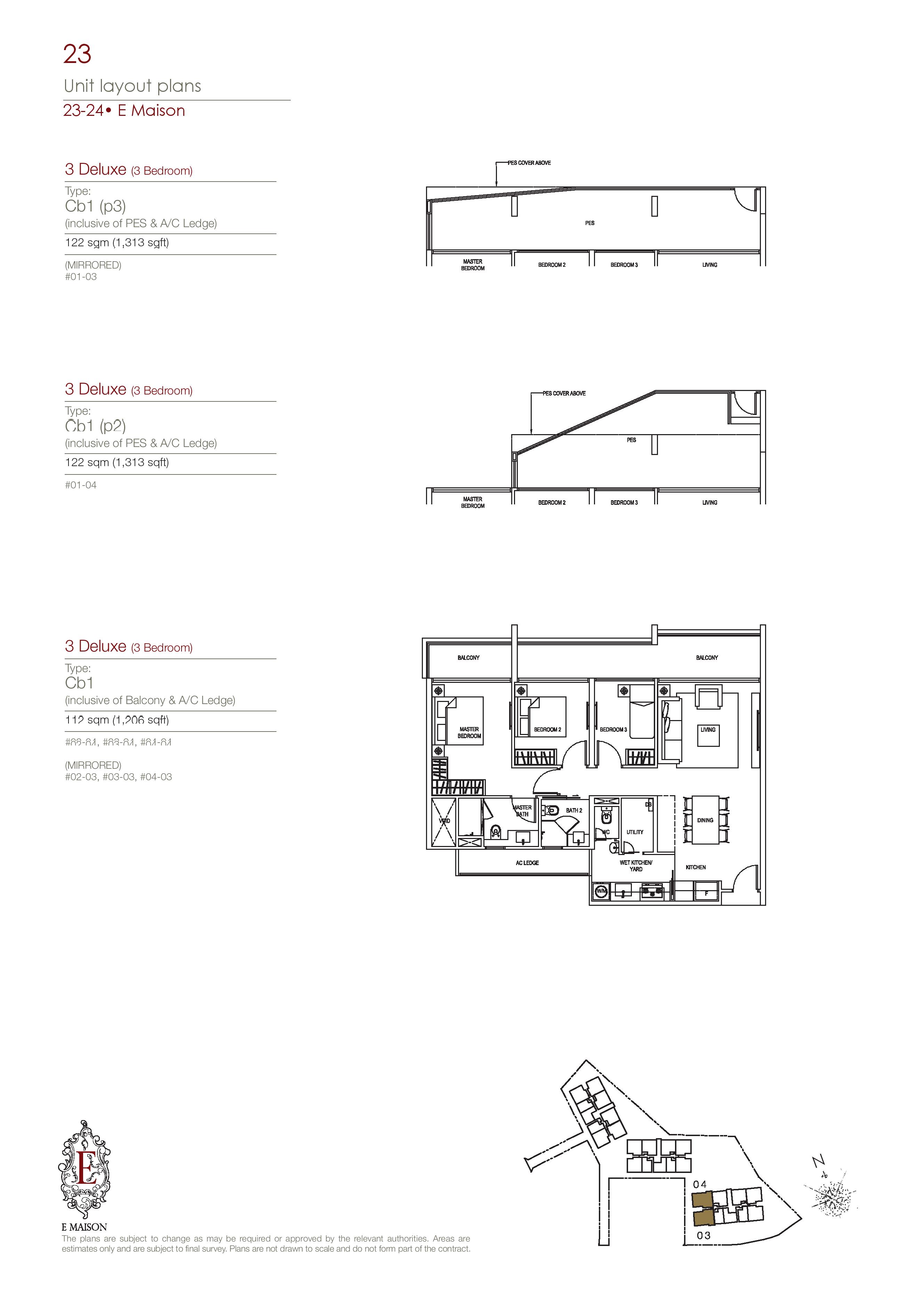 E Maison 3 Bedroom Type Cb1(p2), Cb1(p3) Floor Plans